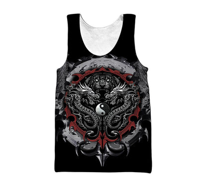 Dragon Tiger Yin And Yang Gothic Art 3D Unisex Shirt