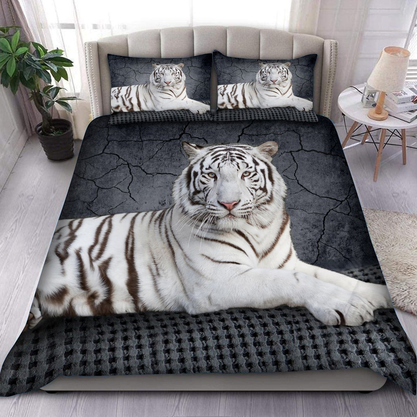 White Tiger Love Lie All Over Printed Bedding Set