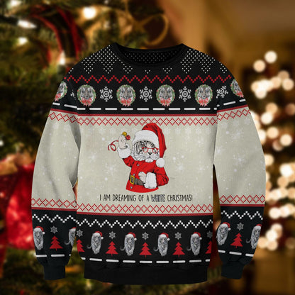 Tiger I'm Dreaming Of A White Christmas 3D Wool Sweater
