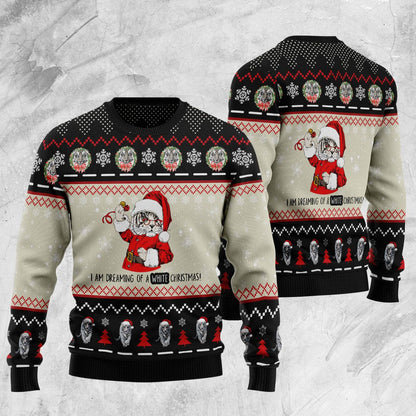 Tiger I'm Dreaming Of A White Christmas 3D Wool Sweater