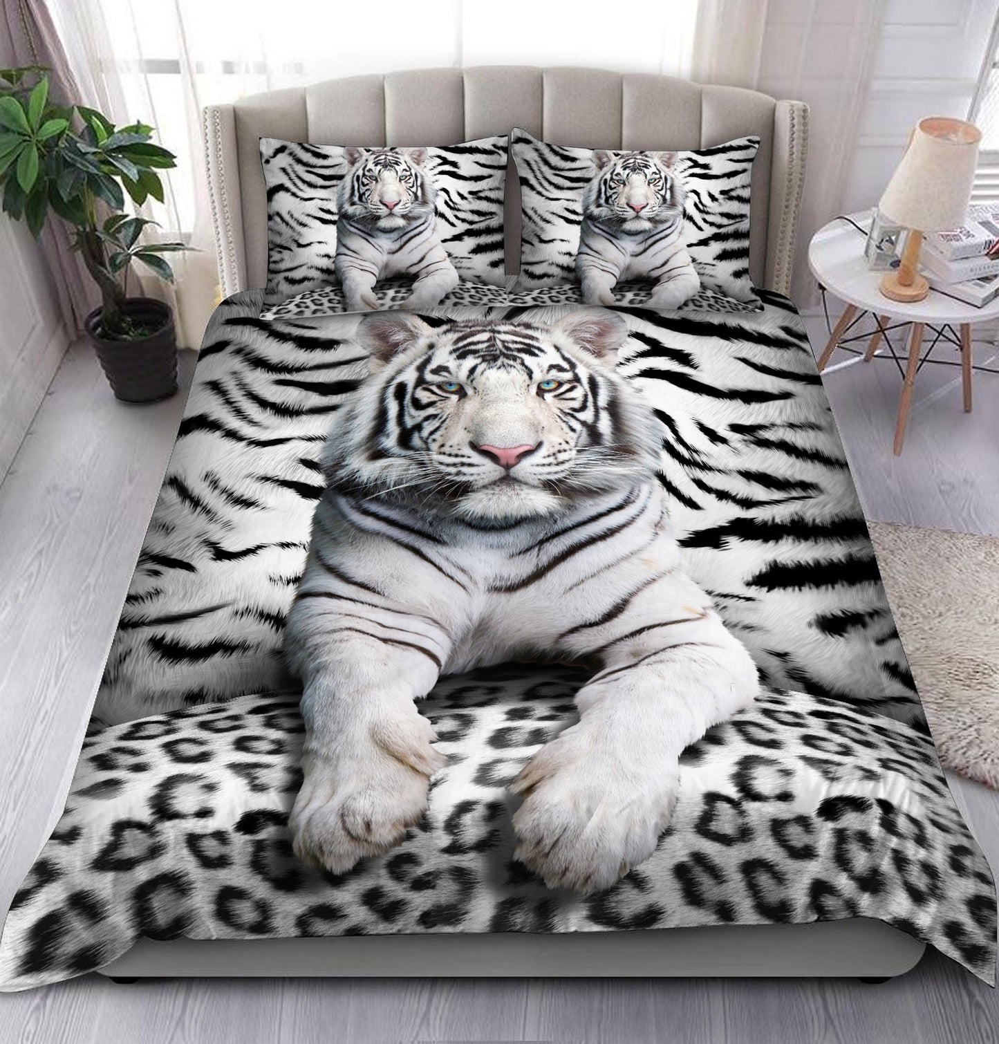 Cool White Tiger V3 All Over Printed Bedding Set Q200903