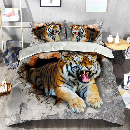 Tiger Break Wall All Over Printed Bedding Set