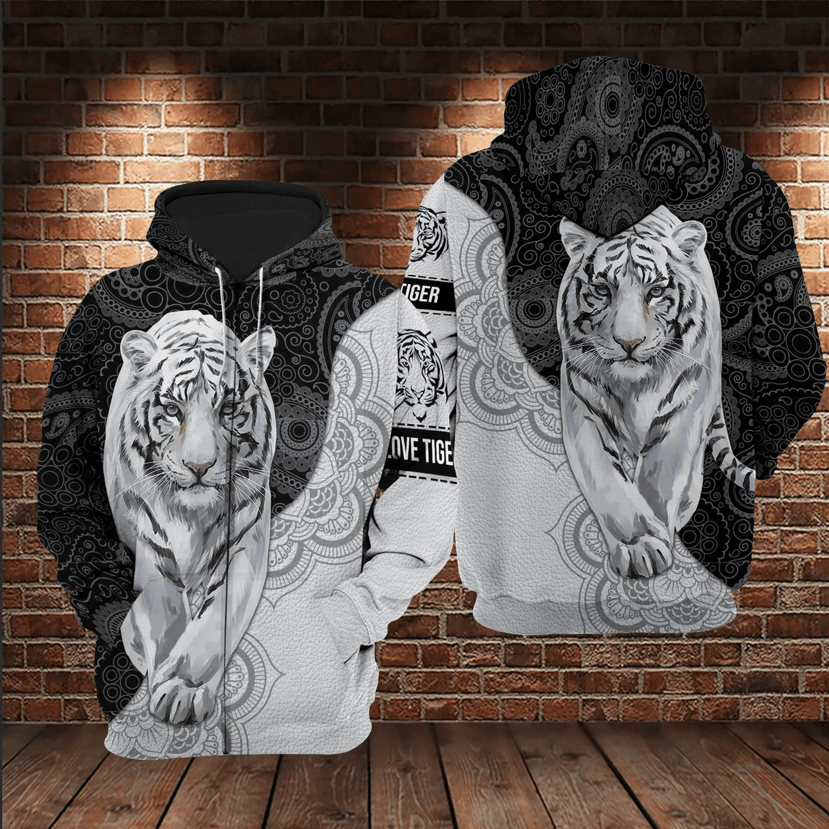 White Tiger Mandala Unisex Shirt
