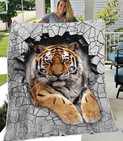 Tiger Wall Fleece Blanket