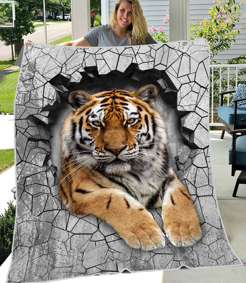 Tiger Wall Fleece Blanket
