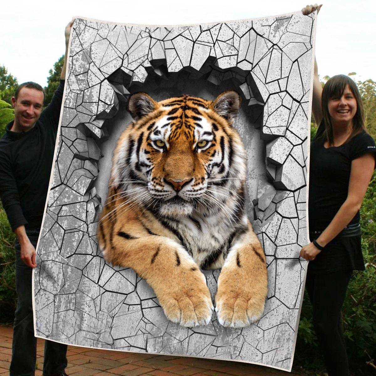 Tiger Wall Fleece Blanket