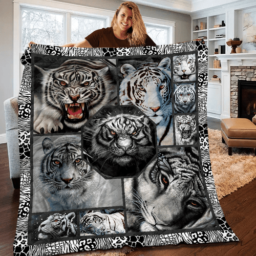 White Tiger Quilt Blanket