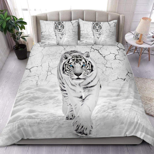 White Tiger Snow All Over Printed Bedding Set