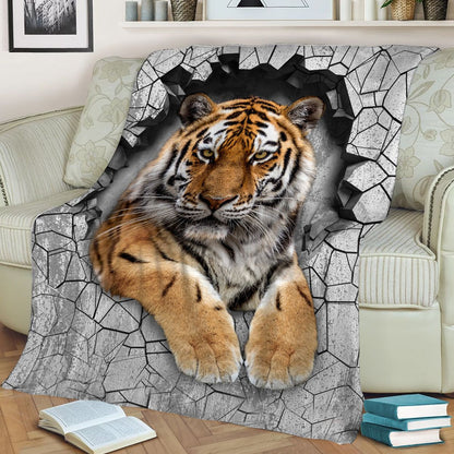 Tiger Wall Fleece Blanket