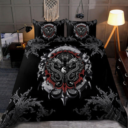 Dragon Tiger Yin And Yang Gothic Art Bedding Set