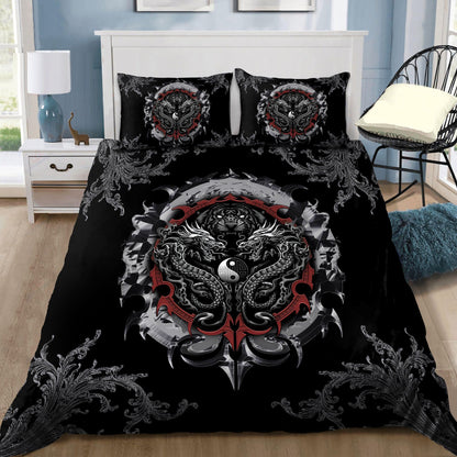 Dragon Tiger Yin And Yang Gothic Art Bedding Set