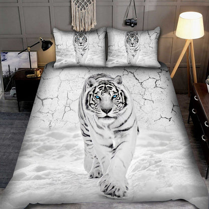 White Tiger Snow All Over Printed Bedding Set