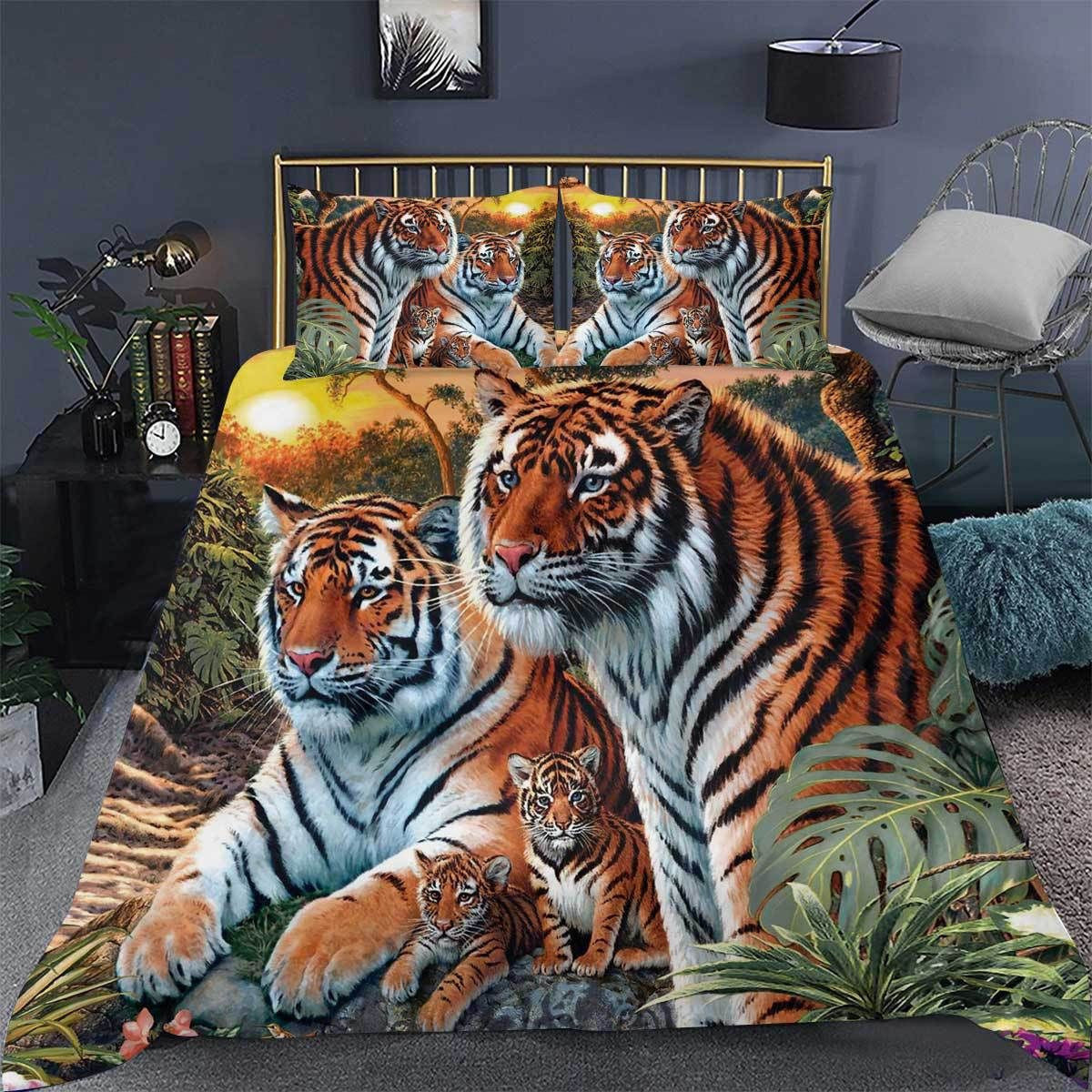 Tiger Family Wildlife All Over Printed Bedding Set