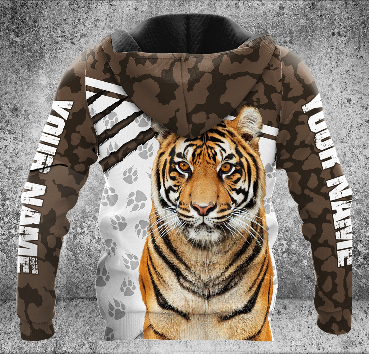 Personalized Name Tiger Brown Camo Pattern All Over Printed Unisex Shirt