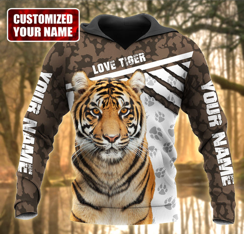 Personalized Name Tiger Brown Camo Pattern All Over Printed Unisex Shirt