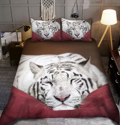 White Tiger Sleeping All Over Printed Bedding Set