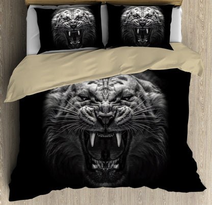 White Tiger Scream All Over Printed Bedding Set