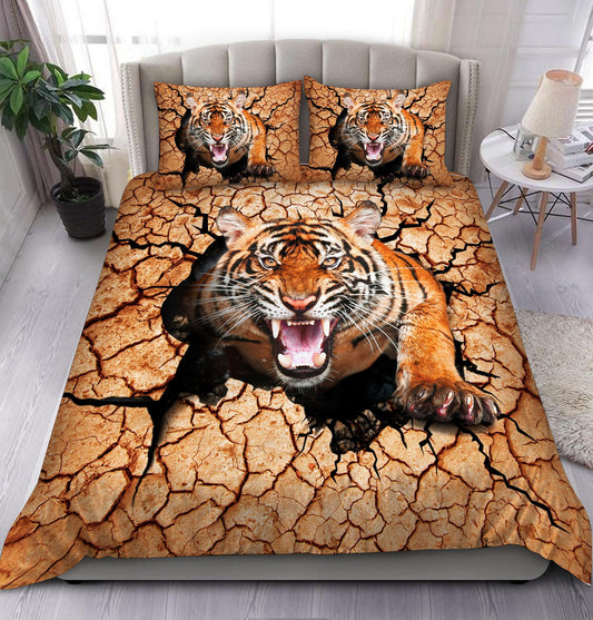 Tiger Angry Crack All Over Printed Bedding Set