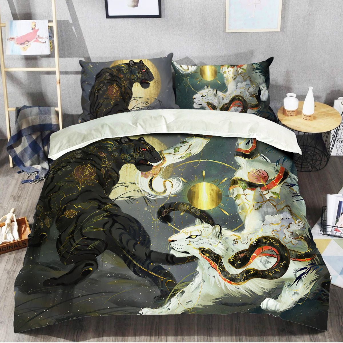 Two Tiger Art All Over Printed Bedding Set