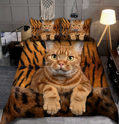 Love Cat Tiger Pattern All Over Printed Bedding Set