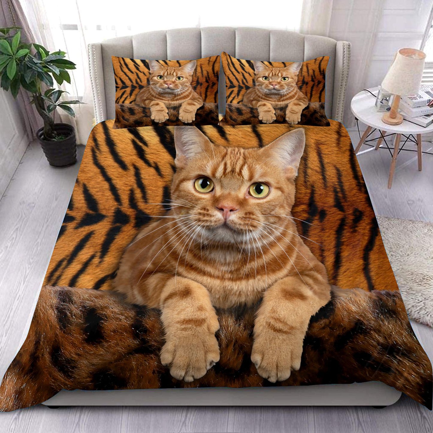 Love Cat Tiger Pattern All Over Printed Bedding Set