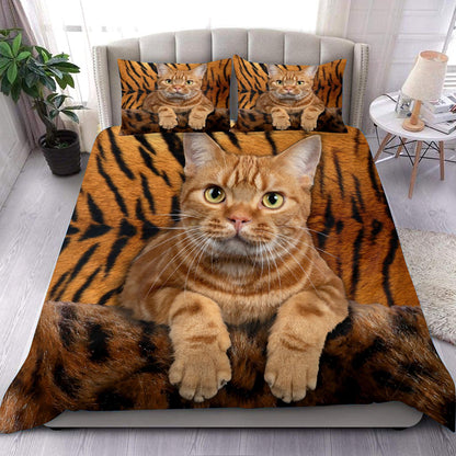Love Cat Tiger Pattern All Over Printed Bedding Set