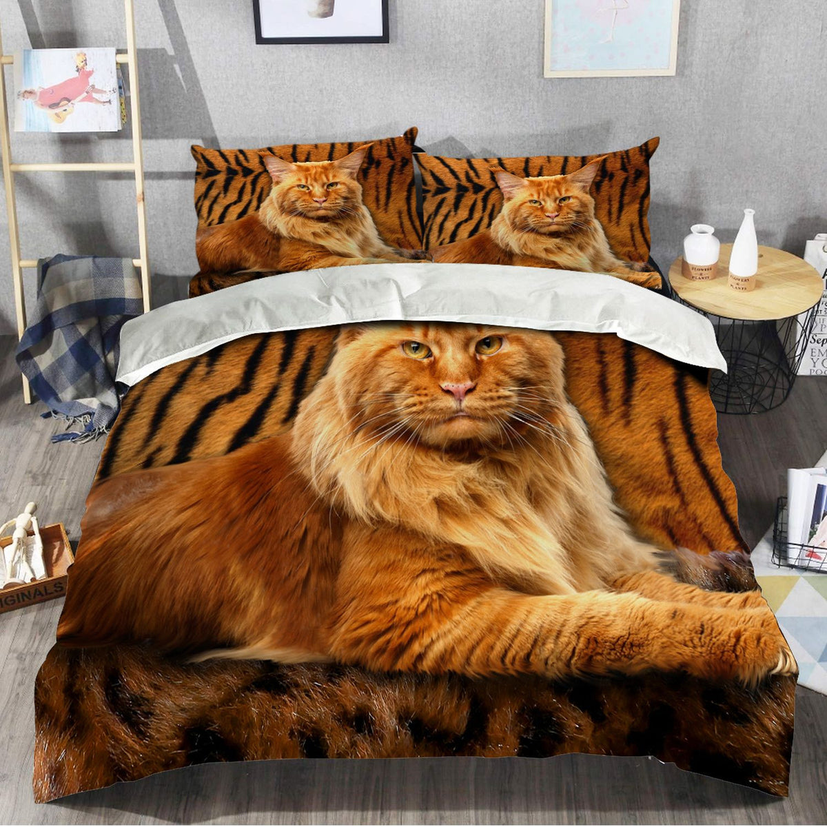 Maine Coon Tiger Pattern All Over Printed Bedding Set