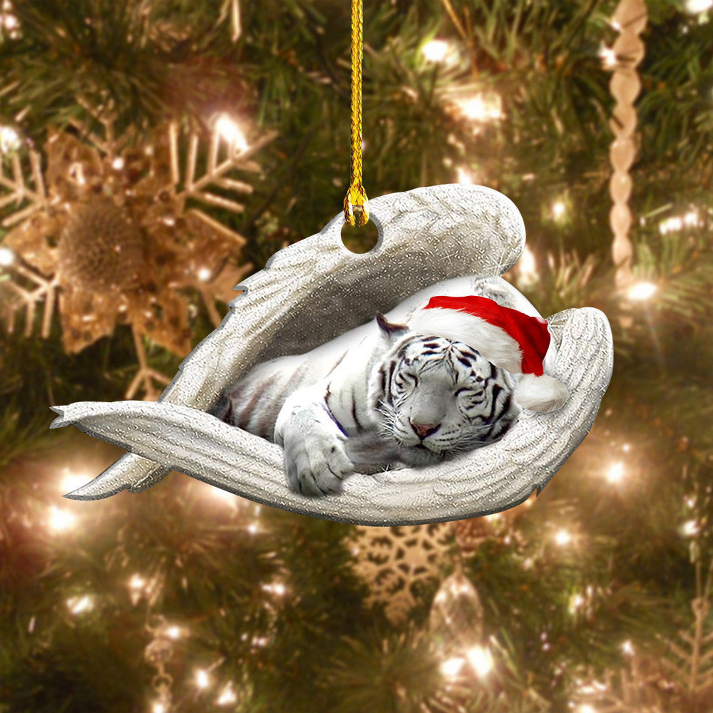 White Tiger Angel Christmas Ornament