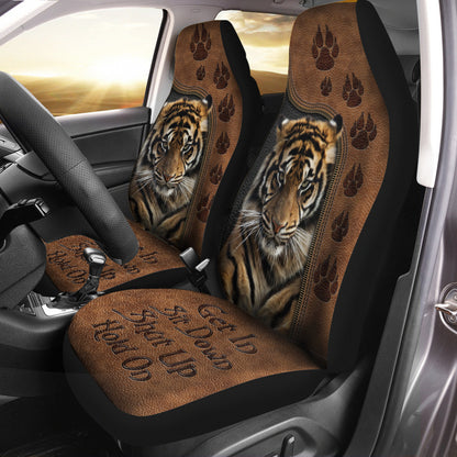 Cool Tiger Hold on Funny Car Seat Covers Universal Fit Set 2