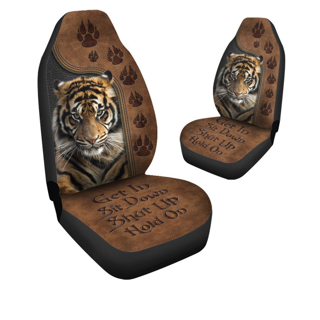 Cool Tiger Hold on Funny Car Seat Covers Universal Fit Set 2