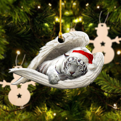 White Tiger Angel Christmas Ornament