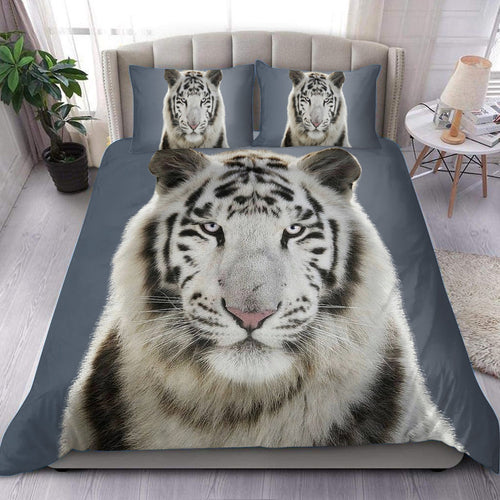 White Tiger Portrait All Over Printed Bedding Set