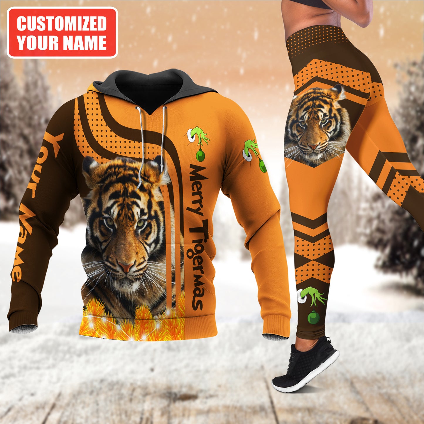 Merry Tigermas Leggings and Hoodie Set