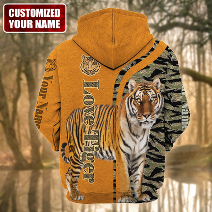 Personalized Name Love Tiger Camo All Over Printed Unisex Shirt