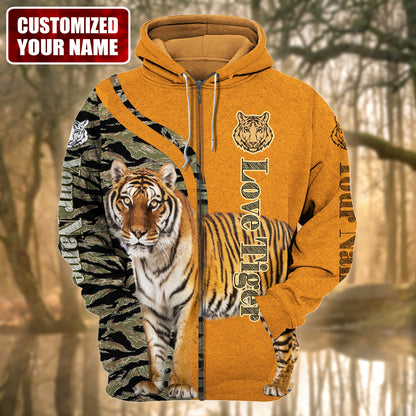 Personalized Name Love Tiger Camo All Over Printed Unisex Shirt
