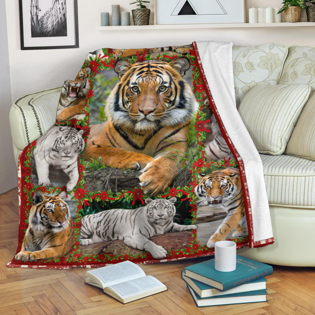 Tiger Christmas Gift Fleece Blanket