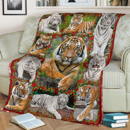 Tiger Christmas Gift Fleece Blanket