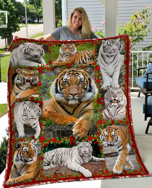 Tiger Christmas Gift Fleece Blanket