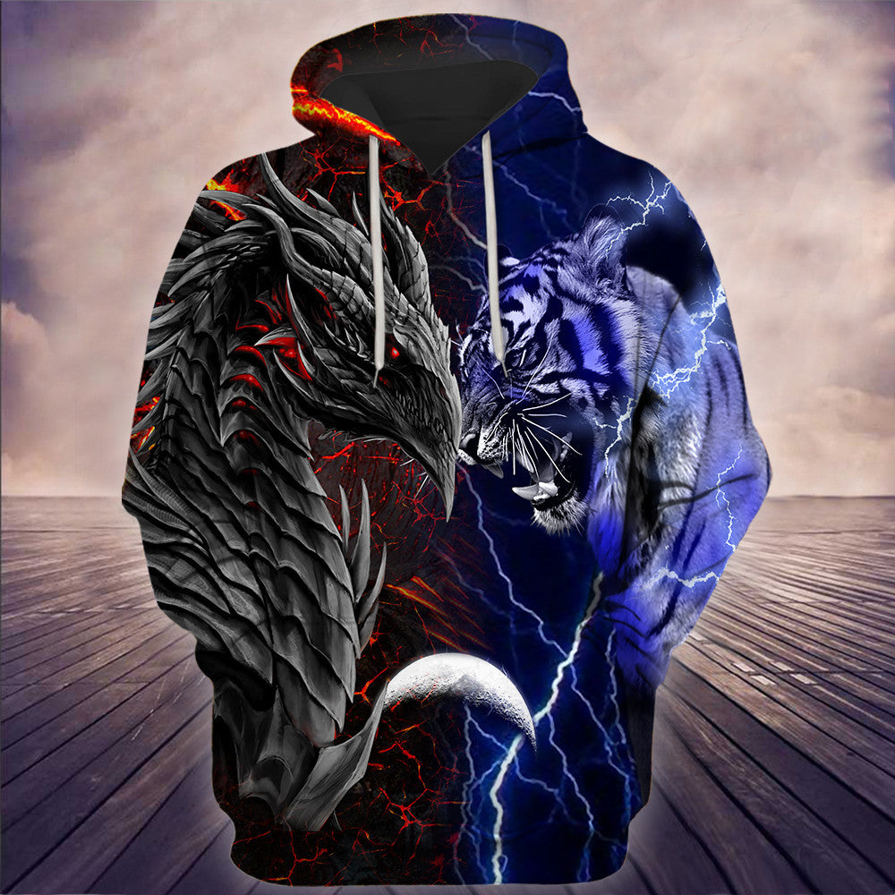 Tiger And Dragon 3D All Over Printed Unisex Shirts