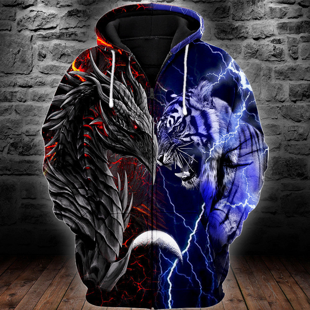 Tiger And Dragon 3D All Over Printed Unisex Shirts