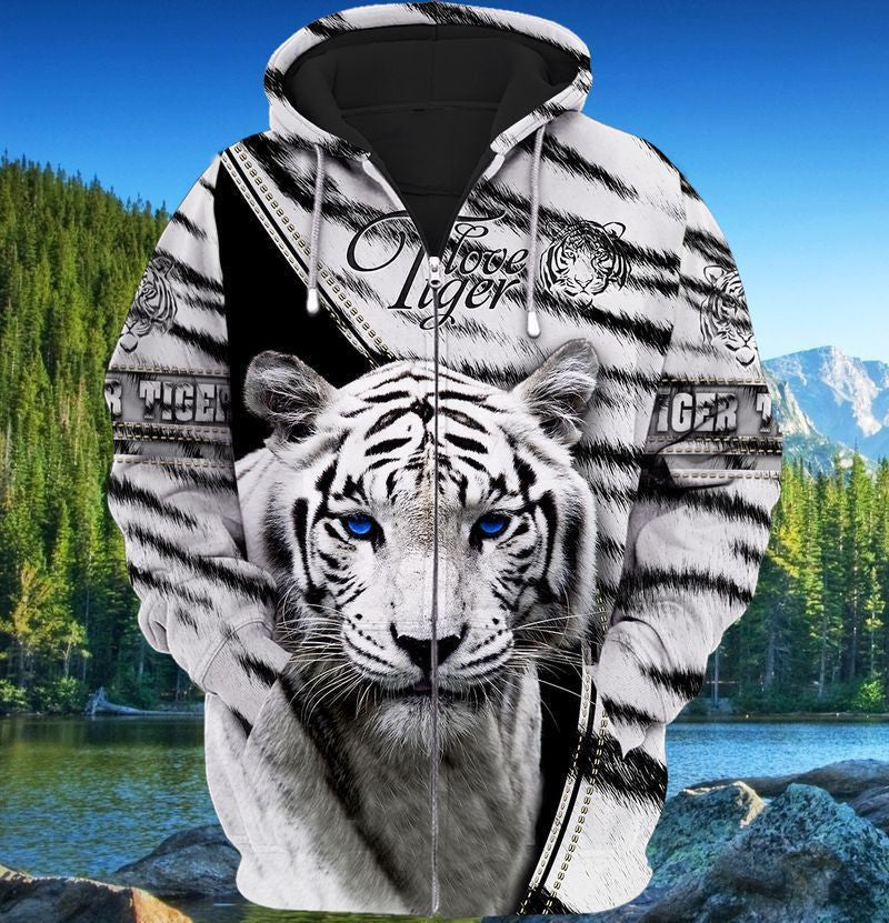 Love White Tiger All Over Printed Unisex Shirt