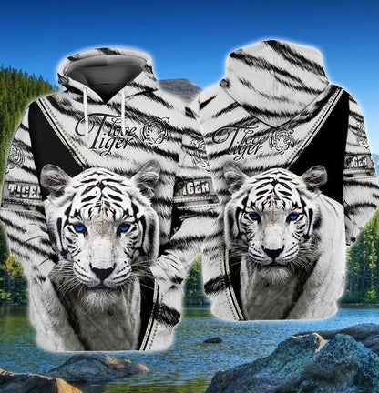 Love White Tiger All Over Printed Unisex Shirt