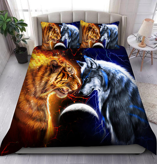 Tiger And Wolf All Over Printed Bedding Set