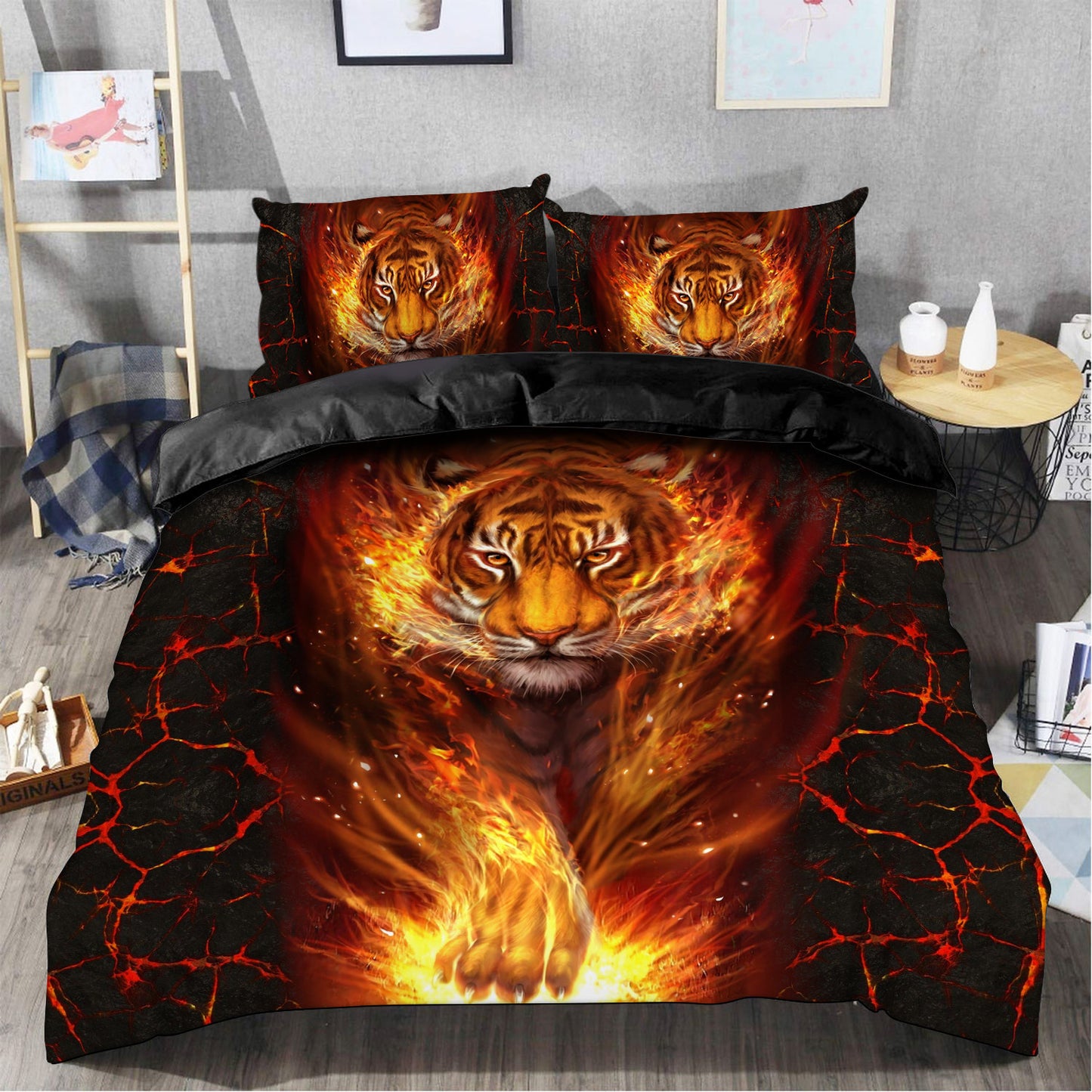 Tiger Lava Art All Over Printed Bedding Set