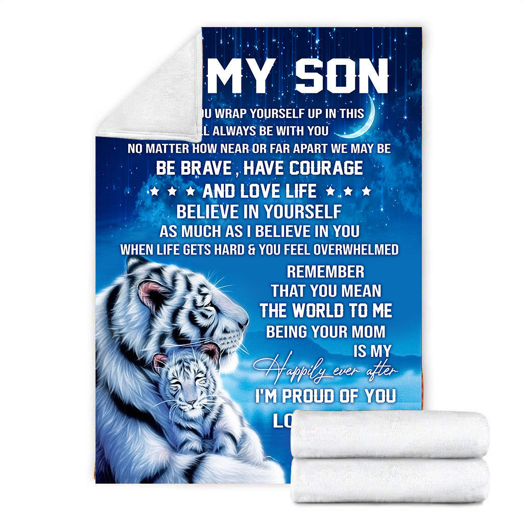 White Tiger Family Fleece Blanket