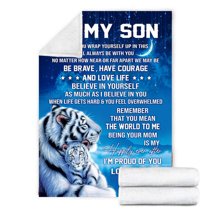 White Tiger Family Fleece Blanket