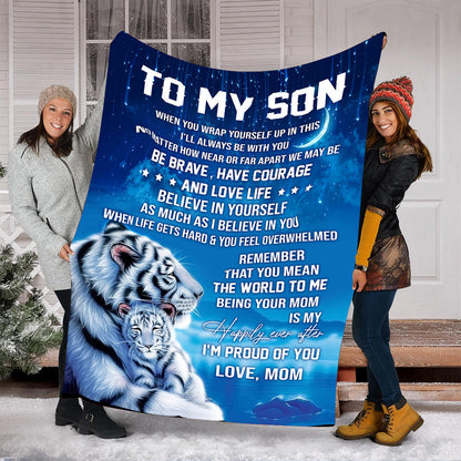 White Tiger Family Fleece Blanket