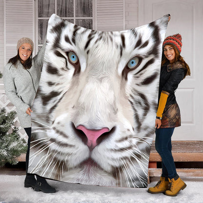 White Tiger Face Art Fleece Blanket