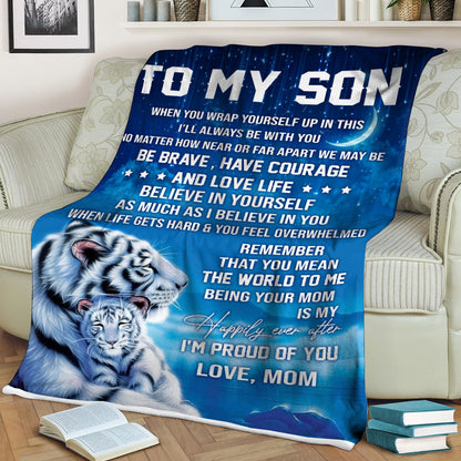 White Tiger Family Fleece Blanket