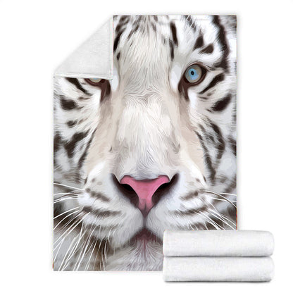 White Tiger Face Art Fleece Blanket